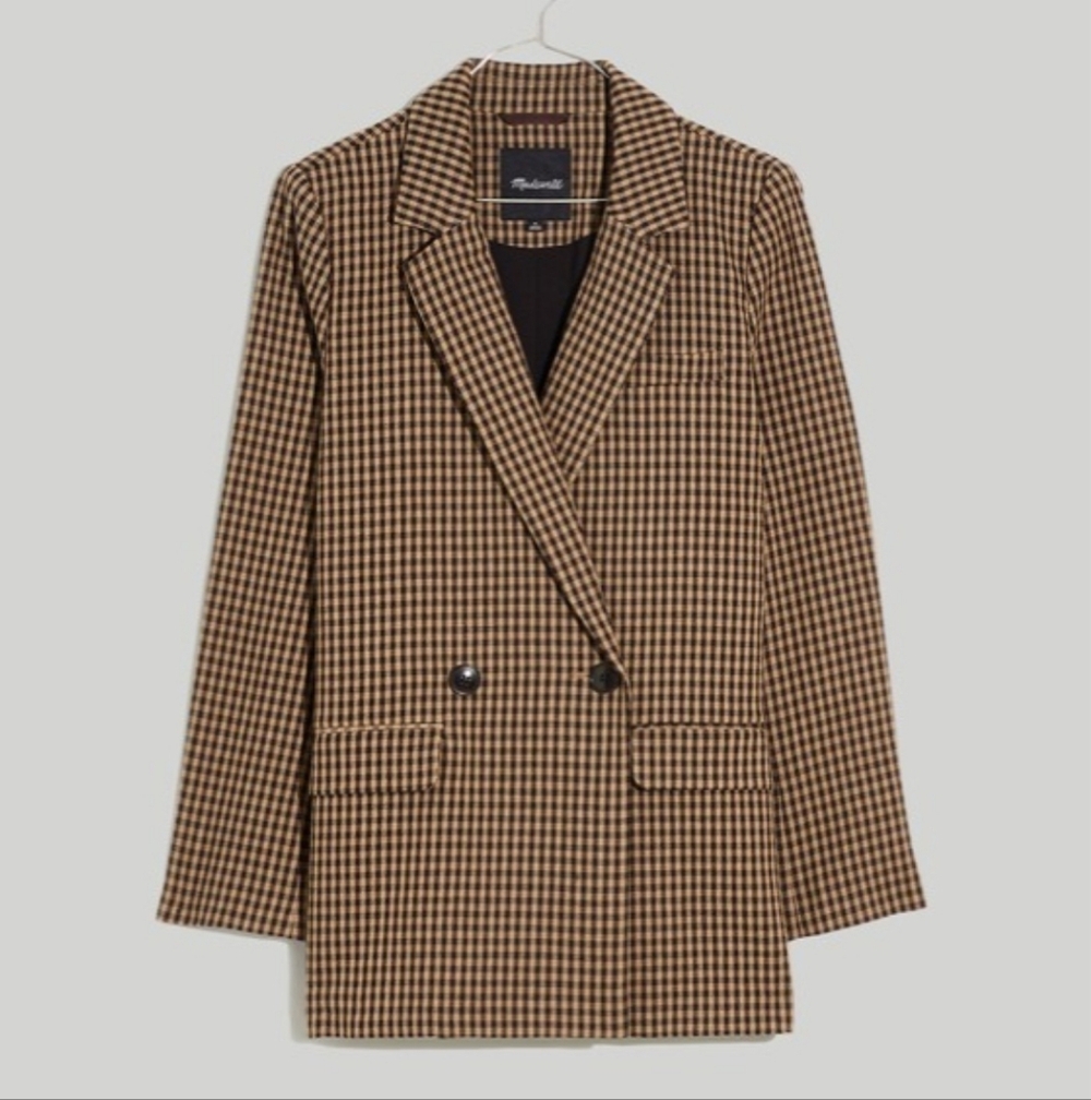 Madewell Caldwell Double-Breasted Blazer in Lyden Plaid NH852 Size L NWT - Picture 3 of 8